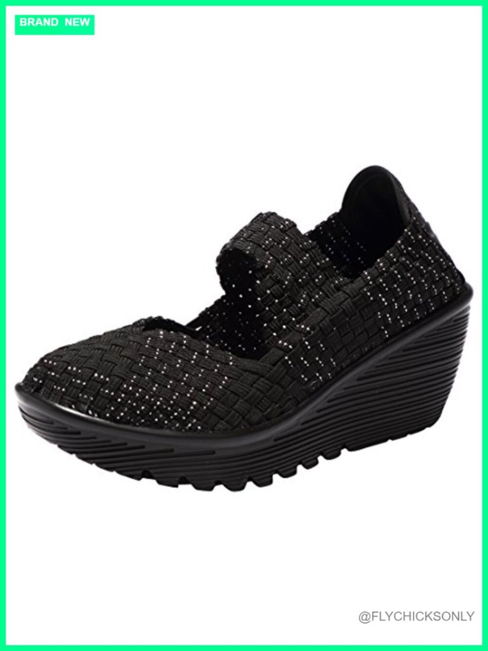 Womens Wedge Mary Jane Sandals Woven Elastic Pull-On Platform Heels